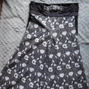 Unbranded Women's Black/Silver Floral Extra Wide Leg Pants ~XL~